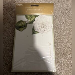 Caspari Gallery Collection Invitations 8 Cards W Envelopes Camellia Garden Ivory